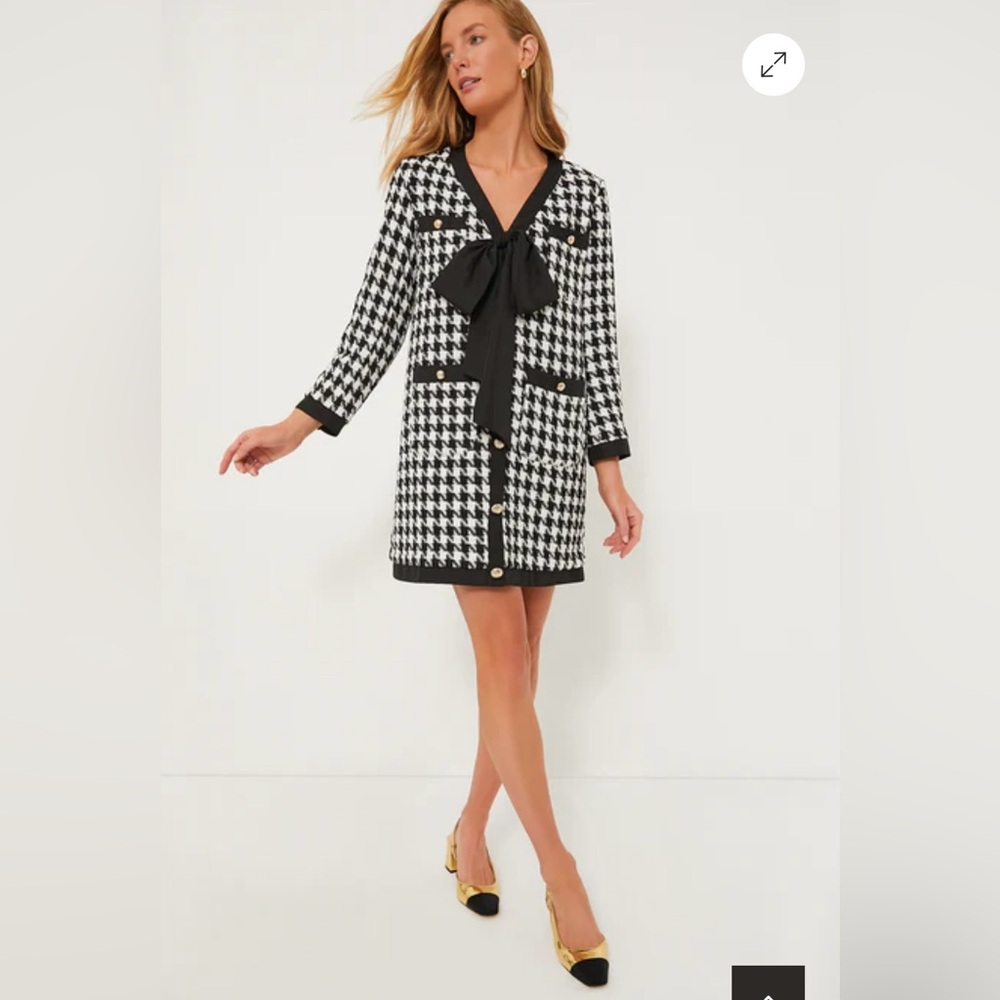 Tuckernuck Pomander Place Coco Bow Tweed Houndstooth Dress, size XL - Picture 8 of 11